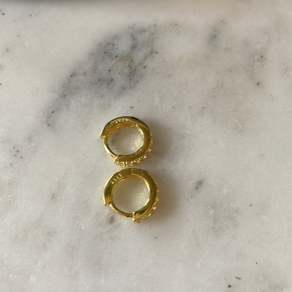 LAST ONE! Lulu’s Gold Rhinestone Mini Hoop Earrings -- New! - Picture 3 of 7